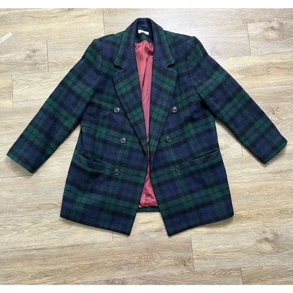 Talbots Jackets & Blazers - TALBOTS Wool Blend Blazer Women's 14 Plaid Double Breasted Pockets Lined Coat